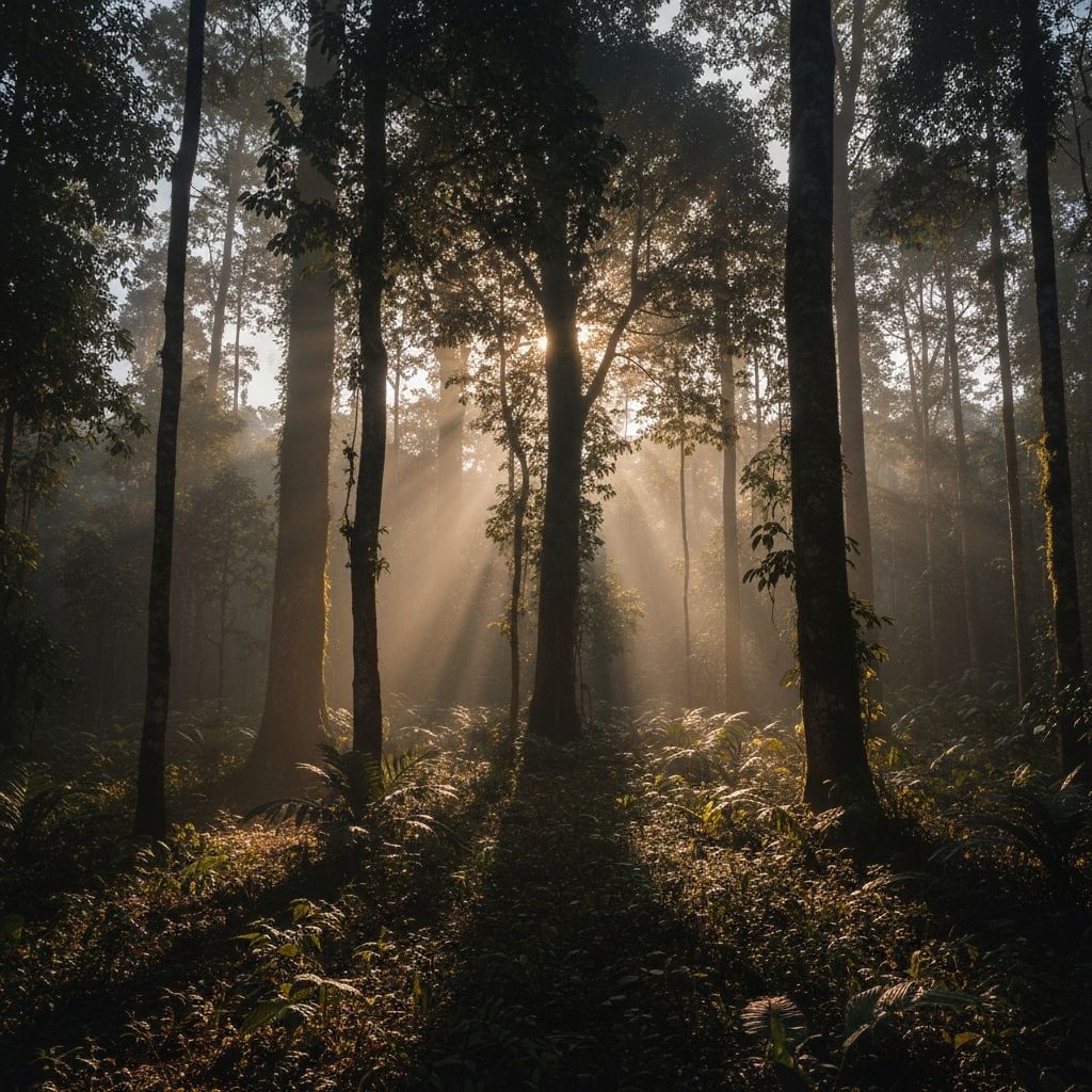 Misty forest environment